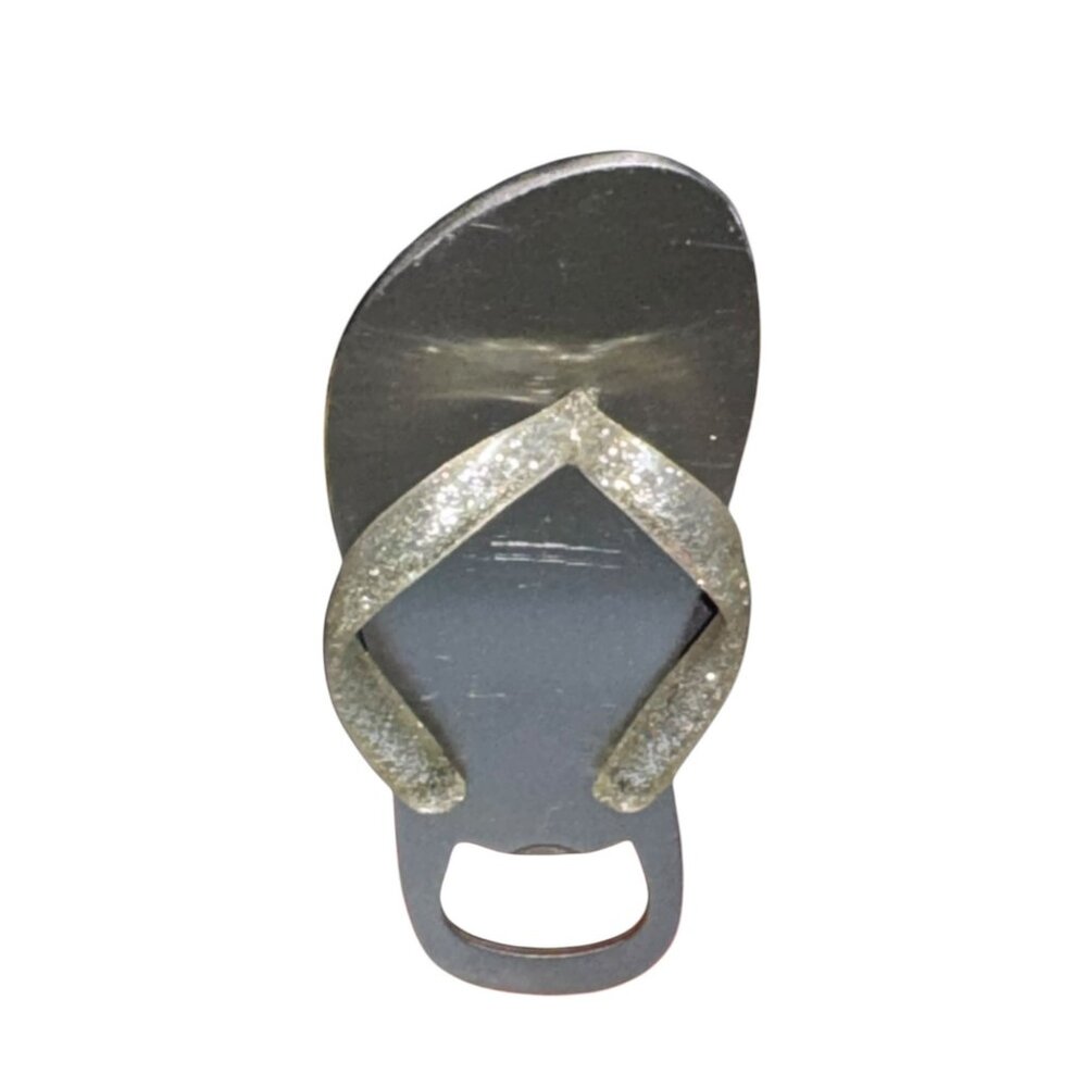 Flip-Flop Inspired Metal Bottle Opener With Glitter Straps